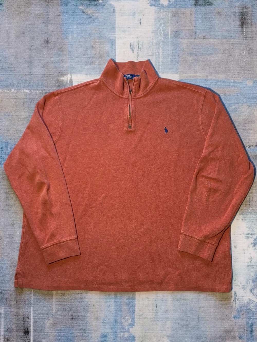 Polo Ralph Lauren Mens 1/4 Zip Sweater XXL Classic Fit Orange Cotton Pullover